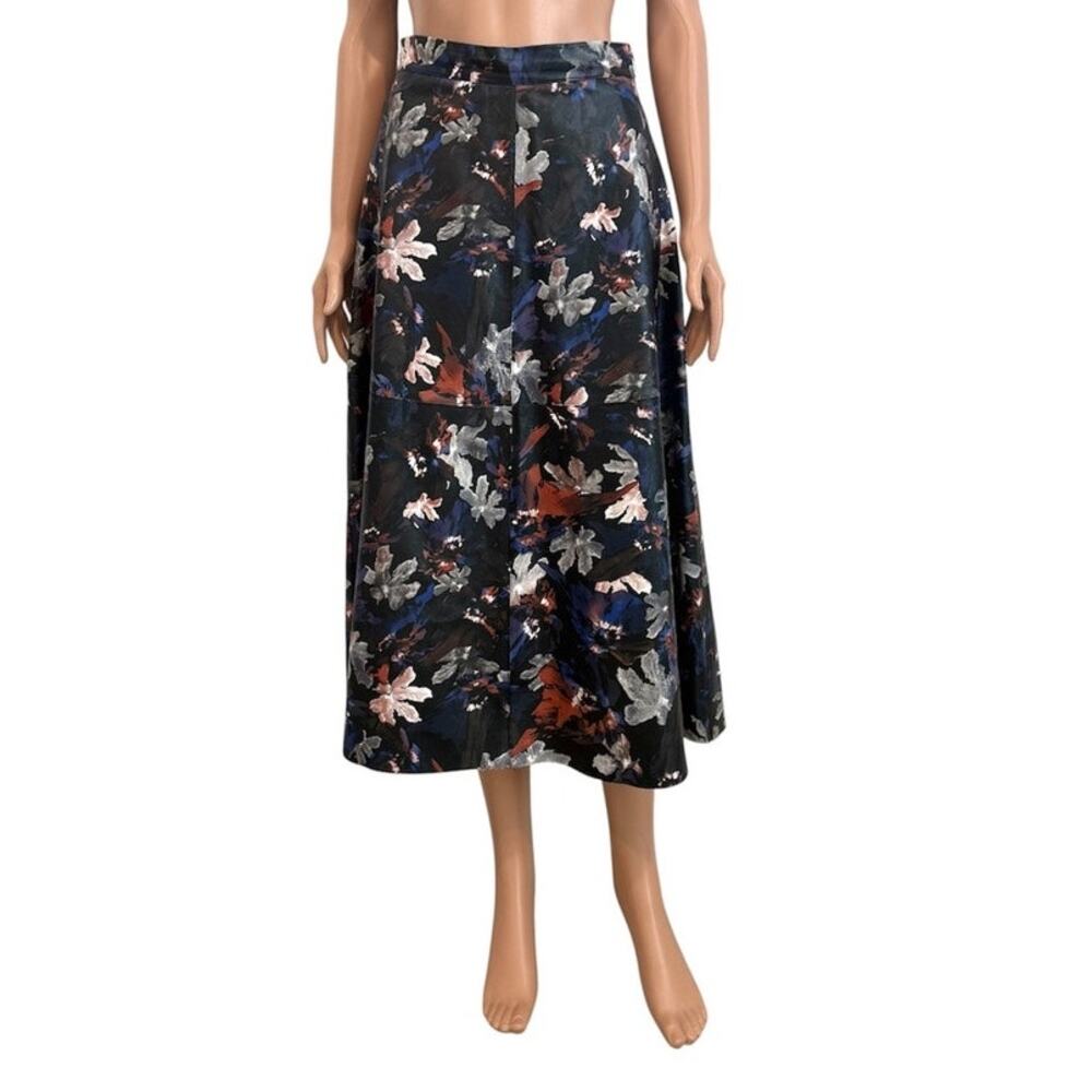Shelanna juniors large floral faux leather a line midi skirt SK 3525